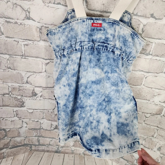 Vintage 90s Milkfed Acid Wash Denim Mini Dress Sopia Coppola One Size Japan - Picture 11 of 16